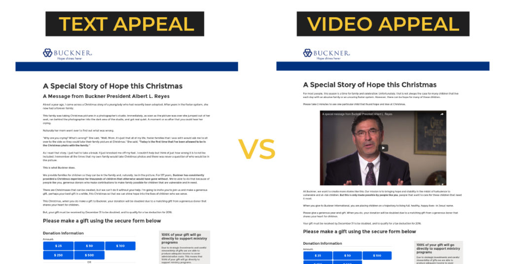 Text vs Video a/b test