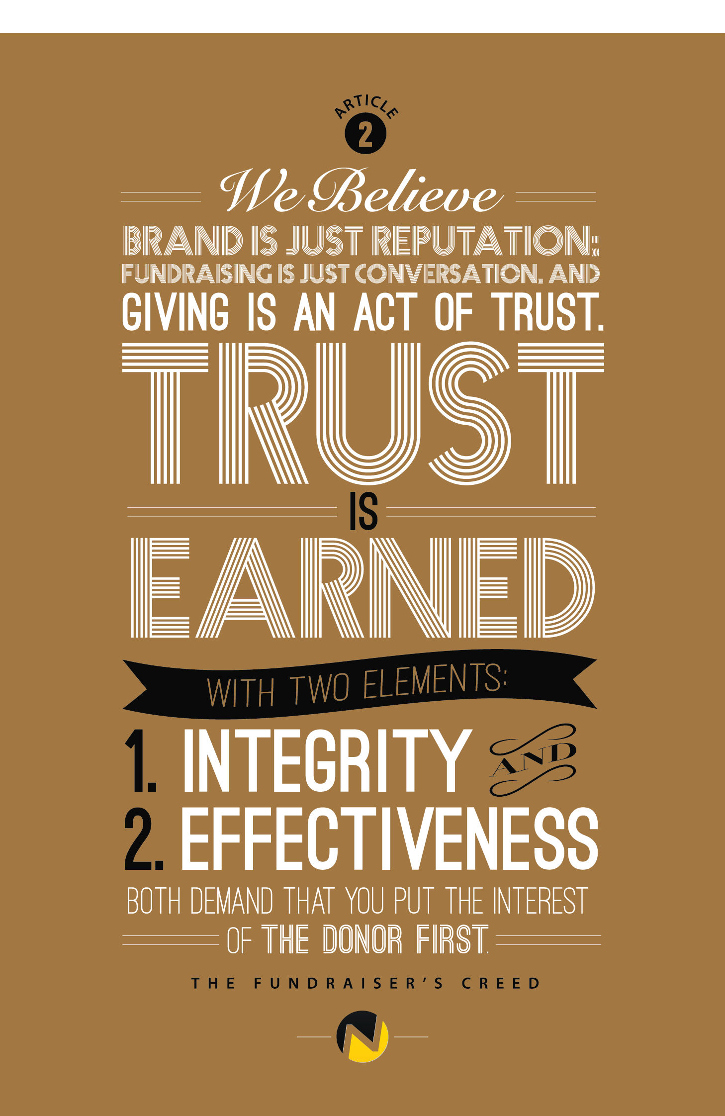 Fundraiser's Creed - Article 2 - Giving Is An Act of Trust