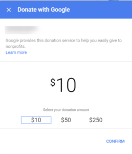 Google Search Donations Array