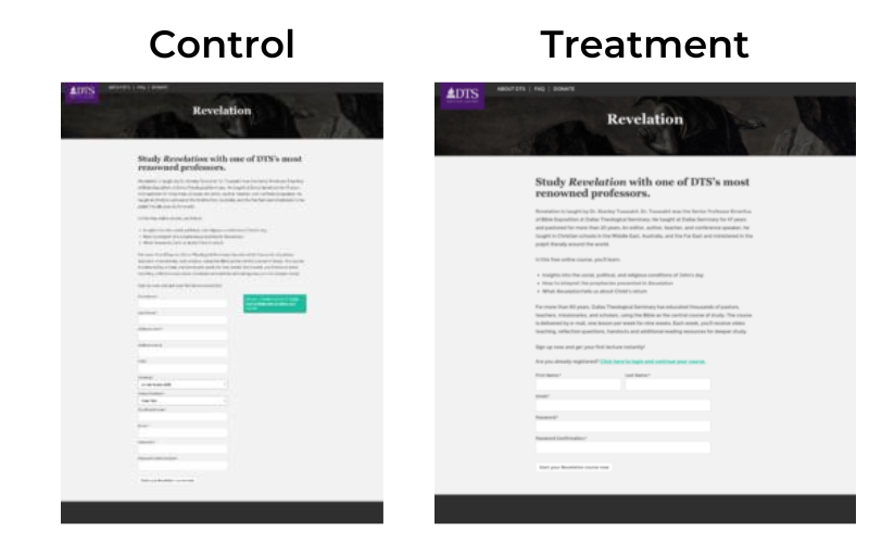 A side-by-side comparison showing a 9% increase in acquisition by reducing form fields